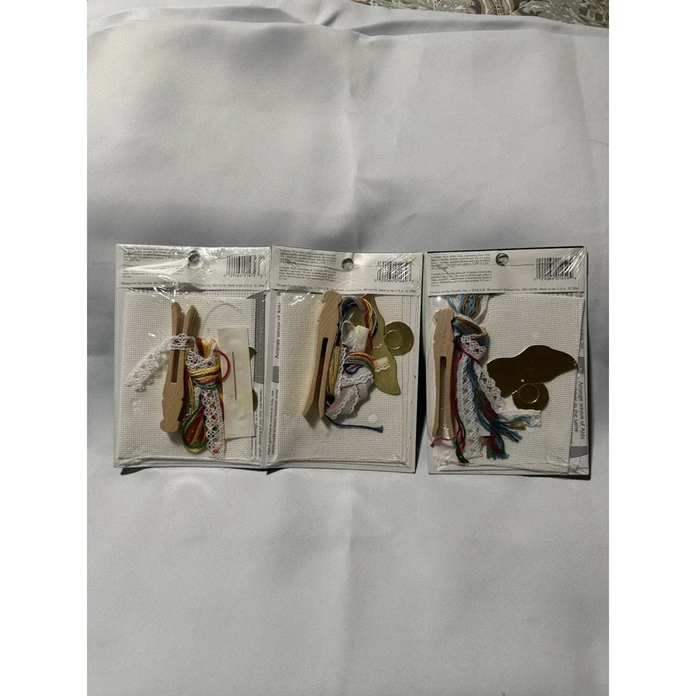 ANGEL‎ CROSS STITCH Clothespin Christmas Ornament Kits Lot 3 , Mice , Doves Etc